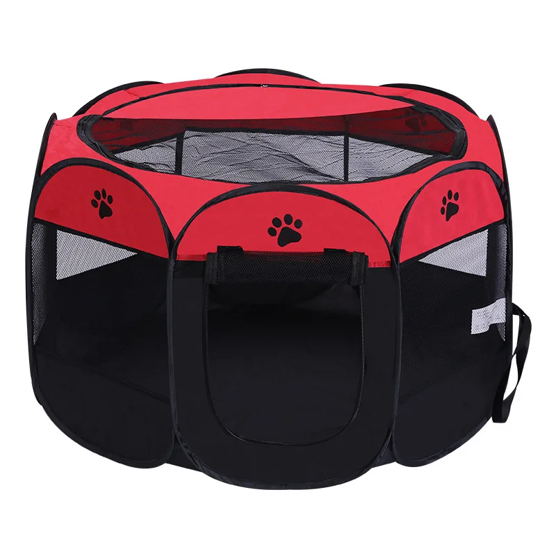 product popular retangular shape breathable mesh 600d oxford fabric foldable portable folding pet playpen for indoor dogs and cats-55