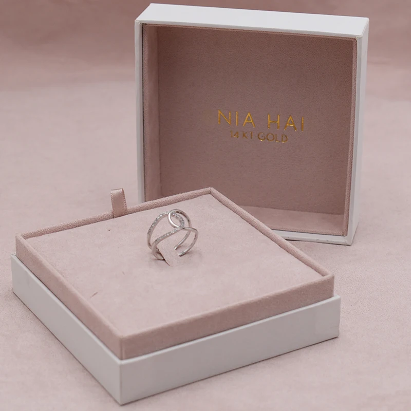 Customized Luxury Paper Jewelry Packaging Box with Hot Stamping Logo Velvet Insert Texture Embossing Matt Lamination UV Coating manufacture
