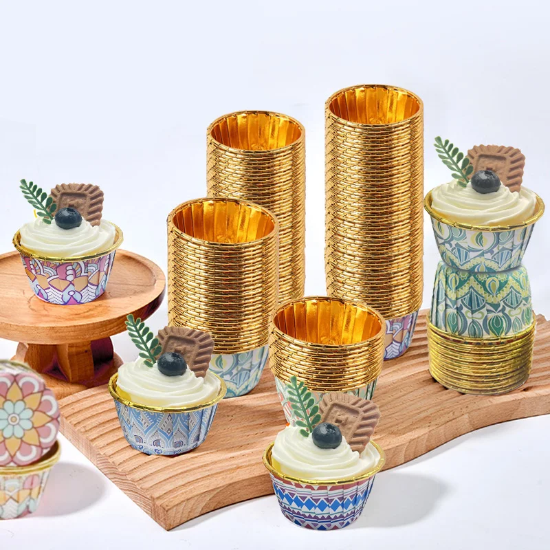 Boho Style Round Baking Paper Cup Disposable Thickened Baking Molds Cupcake Paper Cup Cake Paper Liners Baking Supplies
