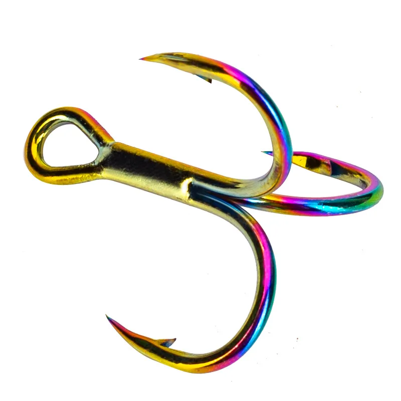 Jetshark 10pcs/pack Multi Color Treble Hook 4x Strengthen Colorful Fish