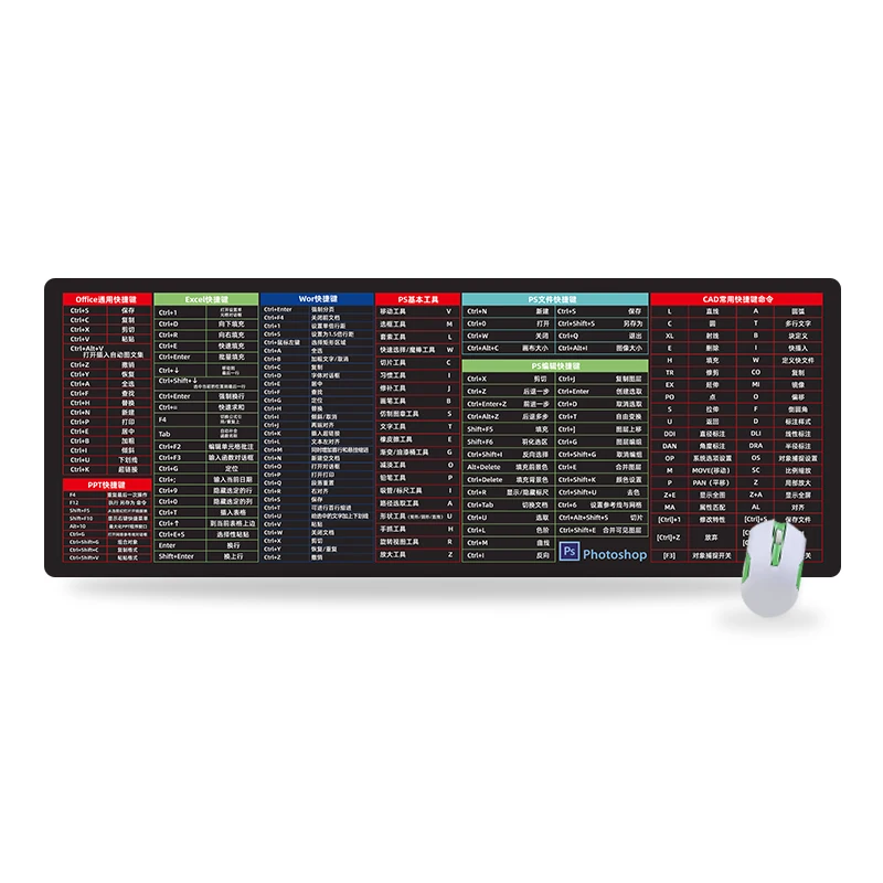 Tigerwings Large Mouse Pad Custom Mouse Mat Excel Shortcut Keys Mouse Pad Tapis De Souris