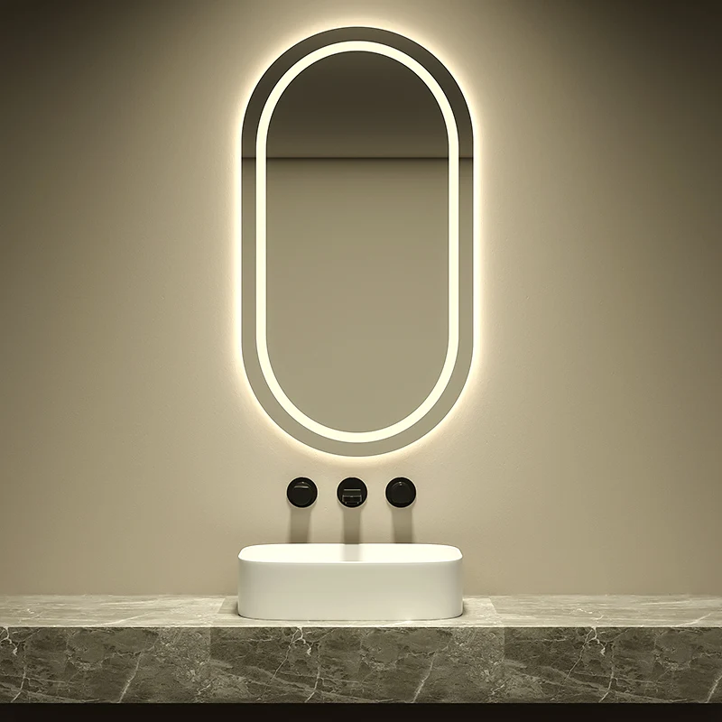 Arch Shape Hotel Smart Wall Mirror With Led Light Adjustable Illuminated Bathroom Mirror