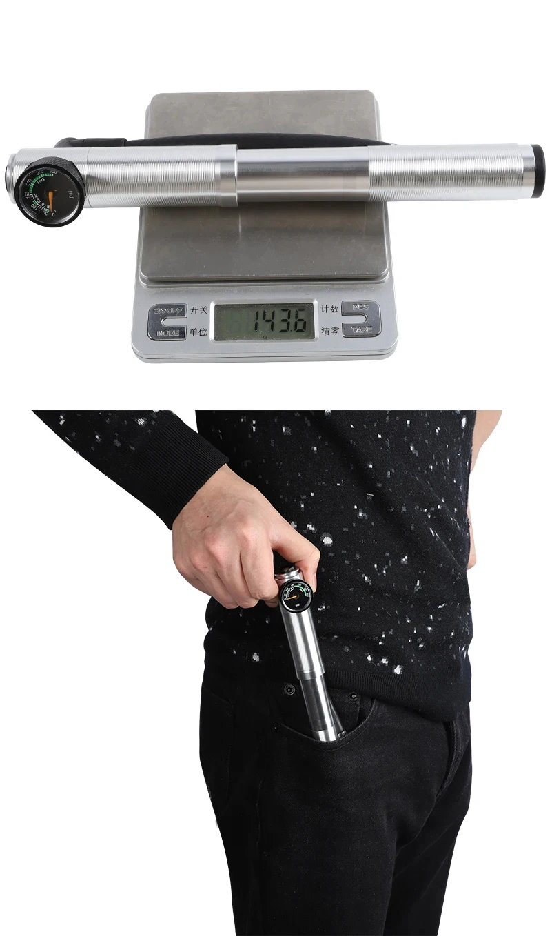 High Air Pressure Hose Air Pump Bike Aluminum Bicycle Inflator 300psi