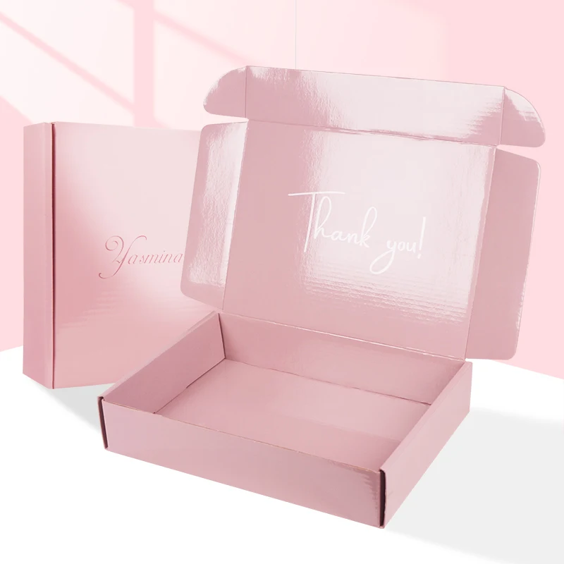 Custom Printing Pink Product Gift Corrugated Wrap Packaging Mailer Shipping Paper Boxes