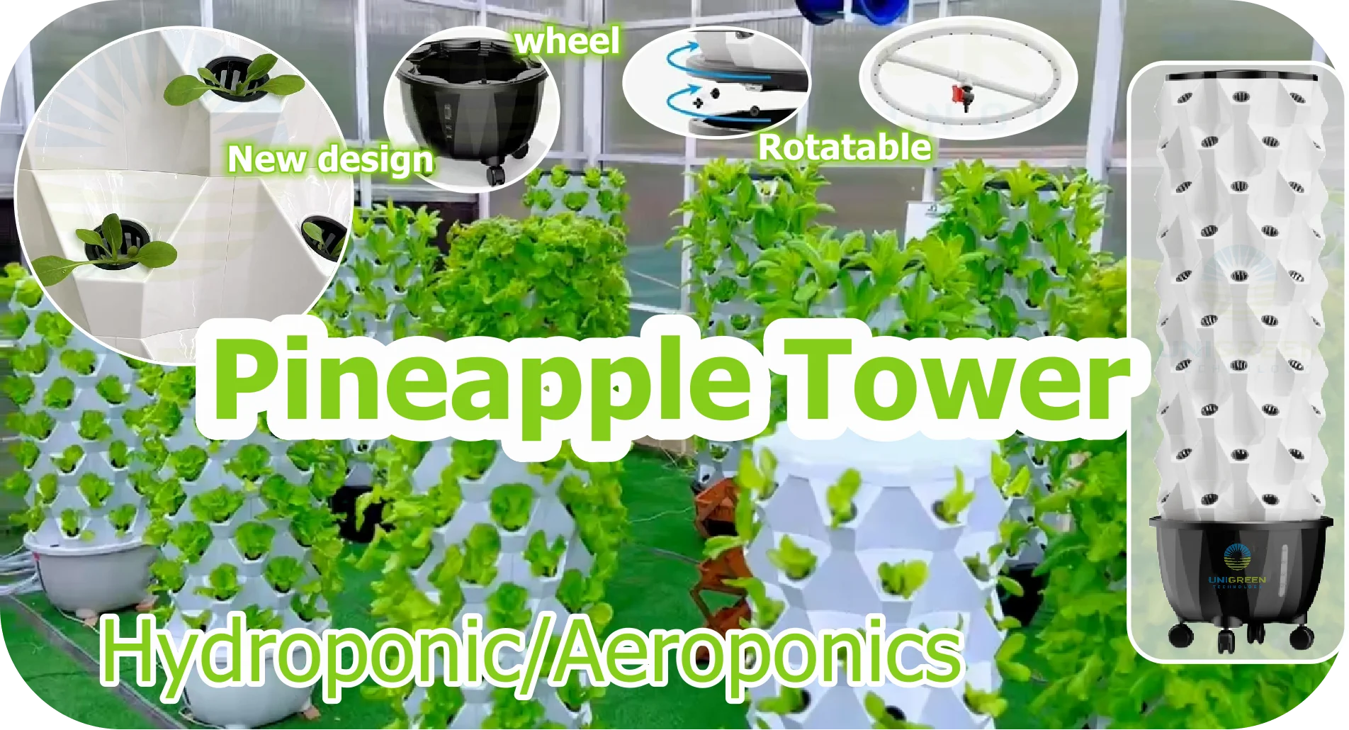 Vertical Hydroponic System Pineapple Tower With Led Light Abs Farm ...