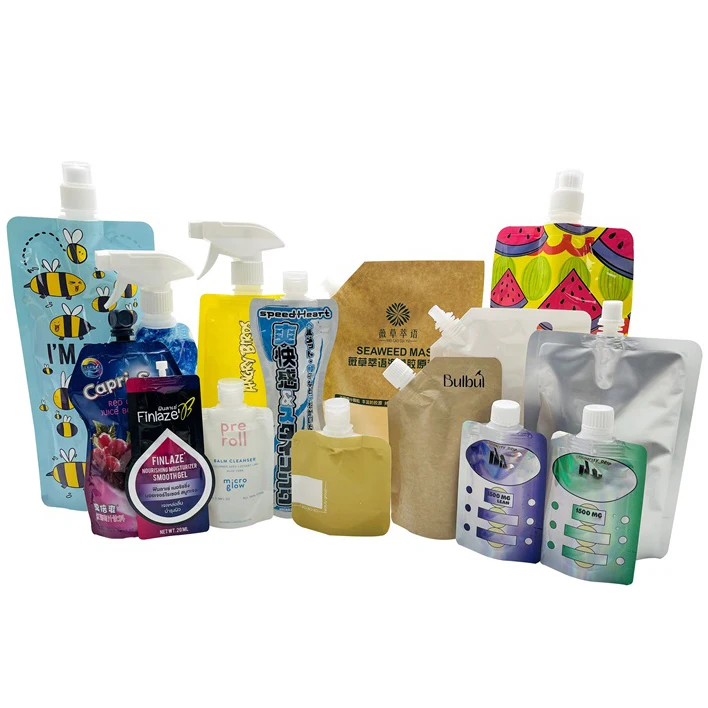 BPA Free Refillable Customized Packaging Bag Pouches Stand up Spout Recycled Plastic Liquid Pouch with Spout