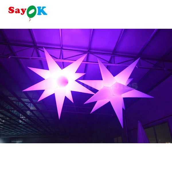 Best Selling LED Light Color Changing Inflatable Star Model Party Decoration Inflatable Hanging Led Stars for Night Club