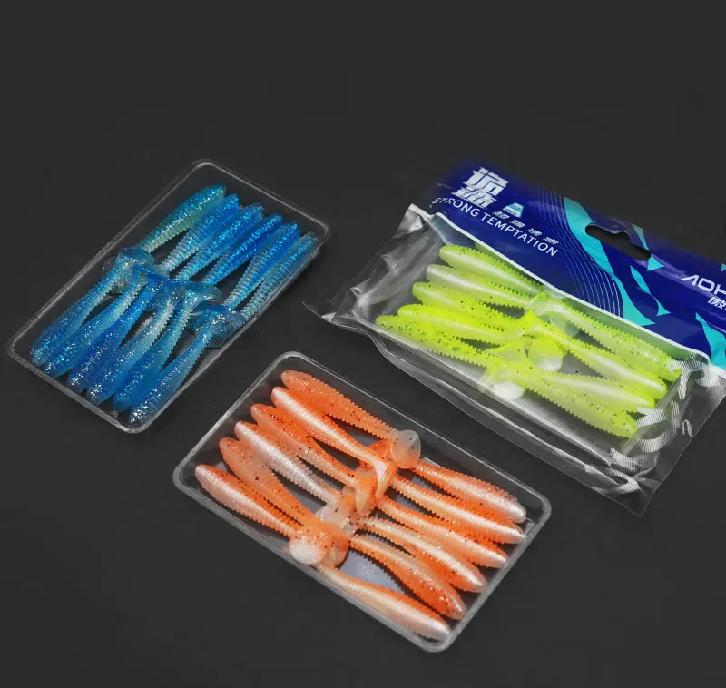 Bulk Easy Shiner Screw t Shape Paddle Tail Swim Baits Soft Plastic Fishing Lures Silicone Worms Softlure