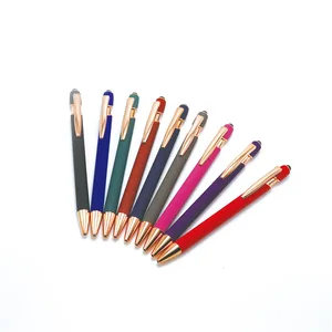 2 in 1 Soft Finished Touch Screen Stylus Ballpen Luxury Rose Gold Metal Aluminum With Custom Log