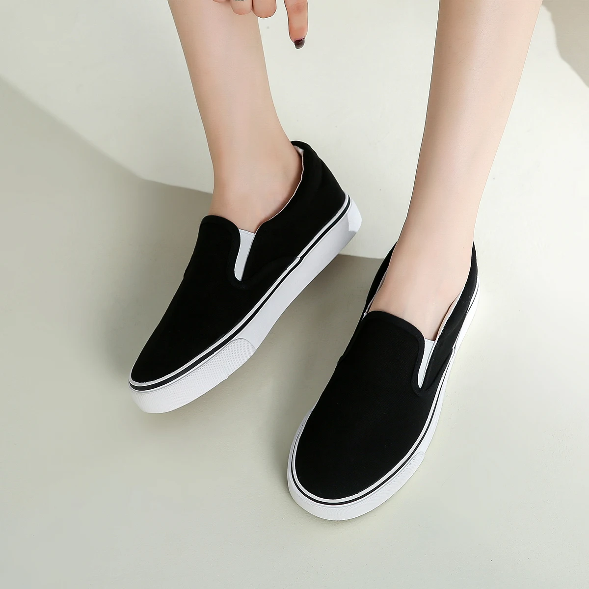 Zapatillas Planas Zapatillas De Tela Sin Cordones Zapatillas