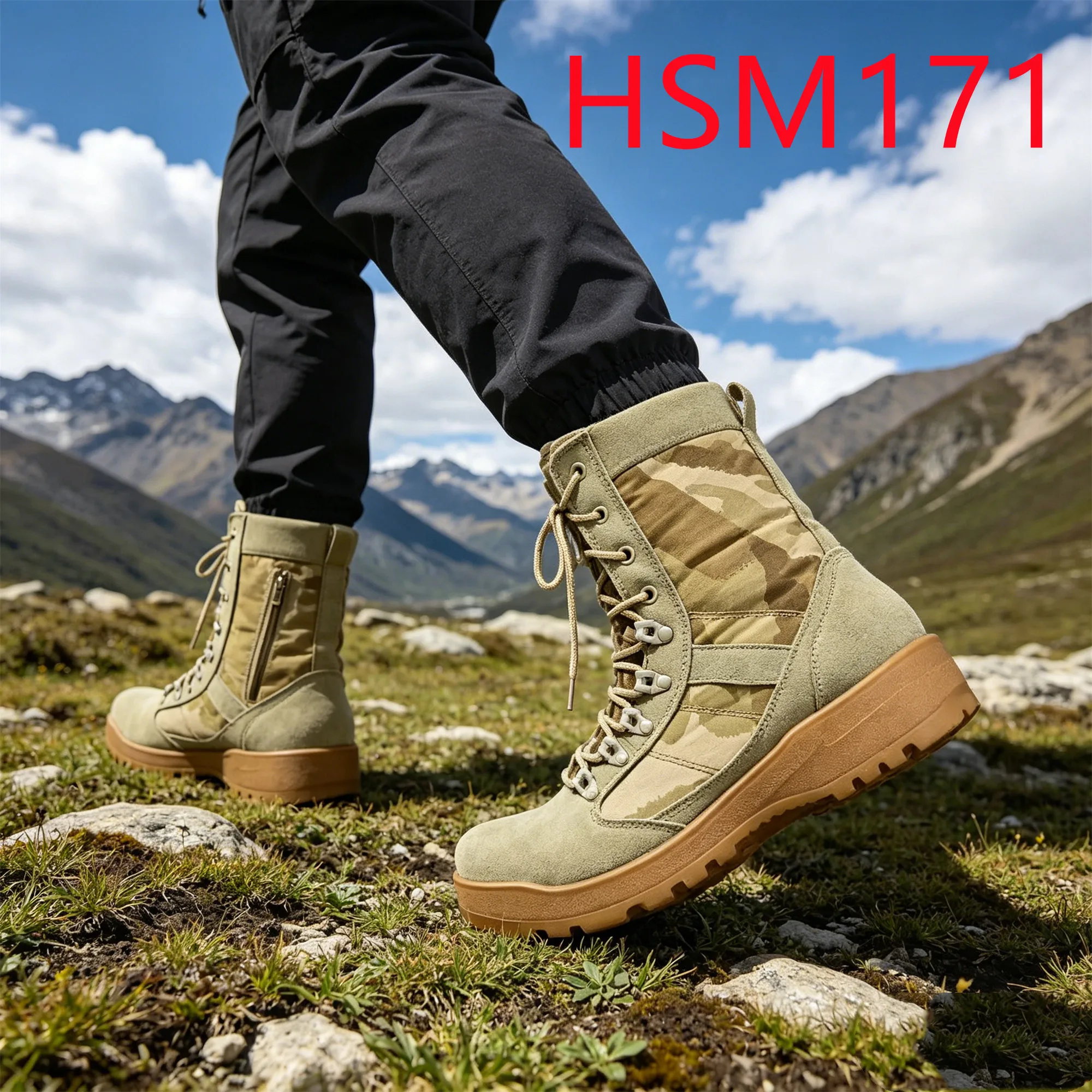 HY,Big Magic Tape Design Strong Range Camouflage Desert Patrol Boots High-Elasticity Outsole Hua Singh Tactical Gear BootsHSM171