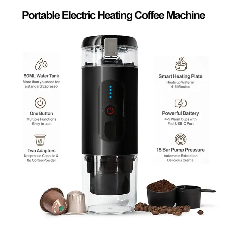 Portable Electric Espresso Coffee Maker Rechargeable Battery Espresso