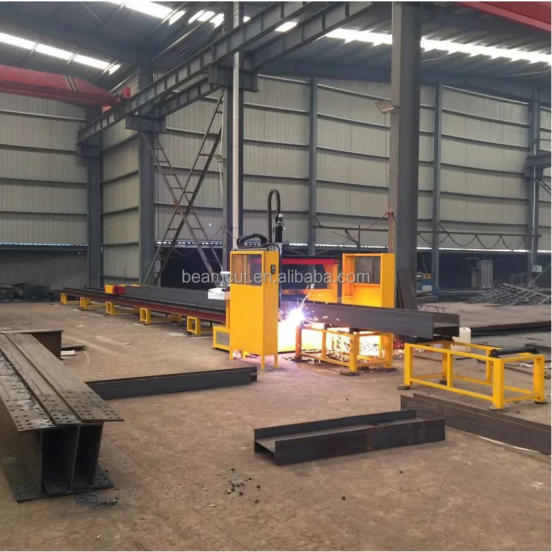 H800 Cnc Steel Beam Plasma Cutting Machine I/h/u Profile 6 Mm Hole