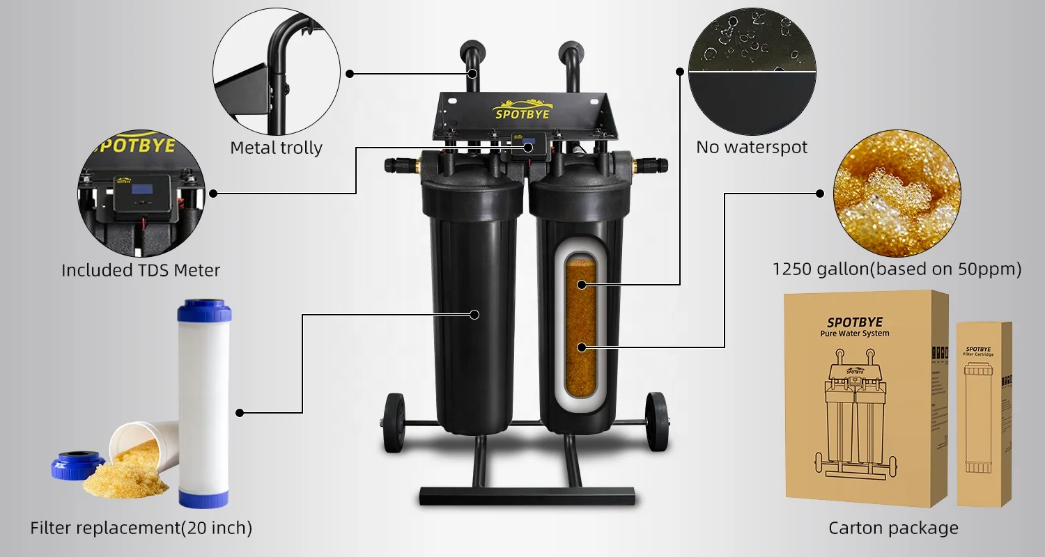 Hot 2024 Pure Water System Spotless Car Wash Trolley Window Cleaning
