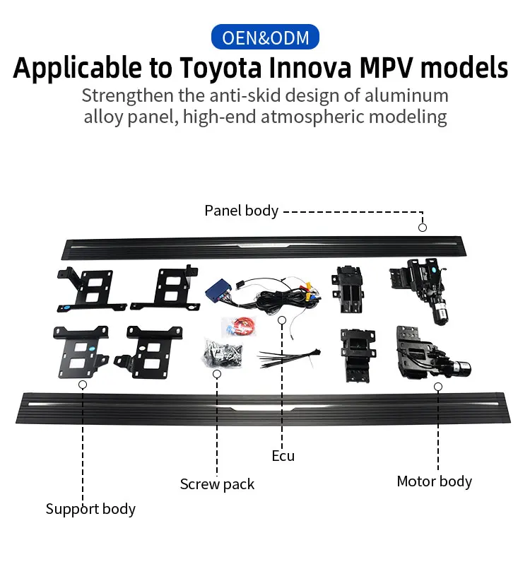 Factory Aluminum Alloy Support APP Smart Power Running Board for Toyota INNOVA ZENIX Electric Side Step details