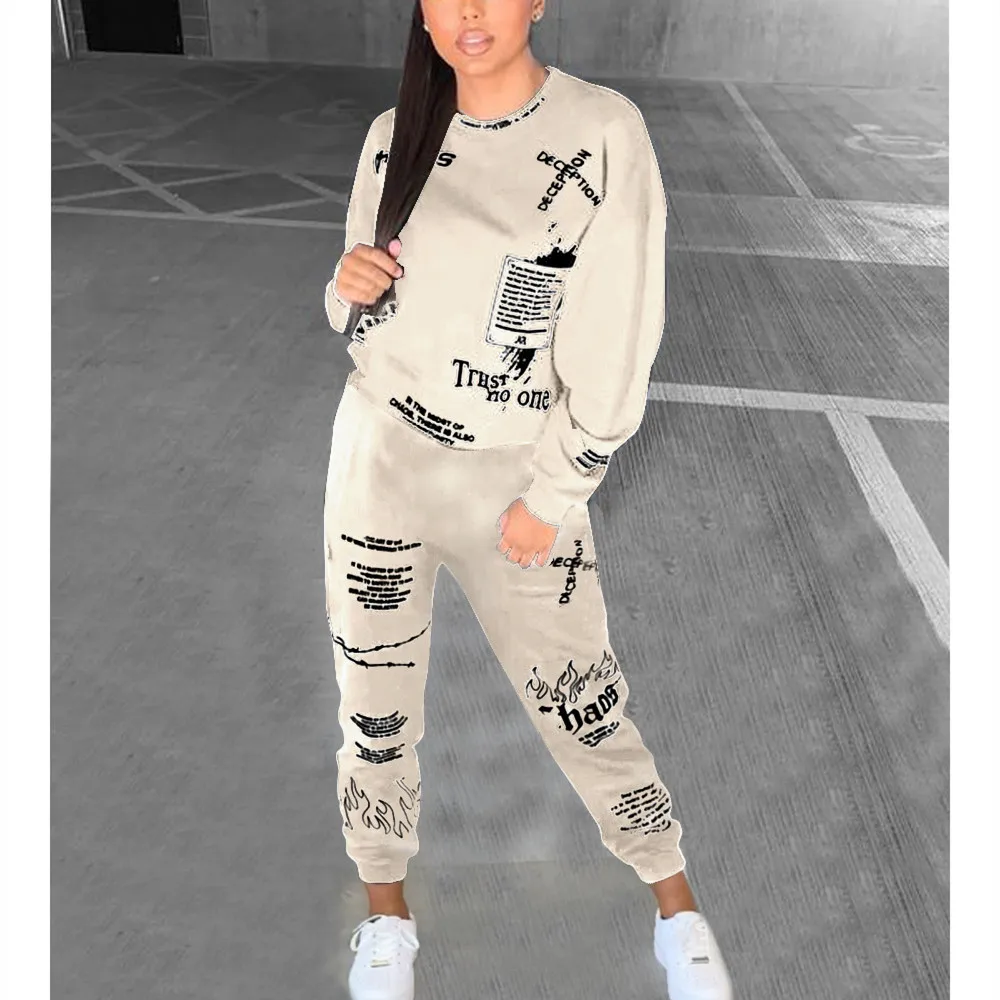 Set Logo Tracksuits Fitted Sweatsuits Customized Autumn Printing 100% ...