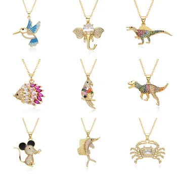 Manufacturer Fashionable Jewelry Dubai 18k Gold Plated Jewelry Gifts Dinosaur Cartoon Cute Pendant for Women Girl