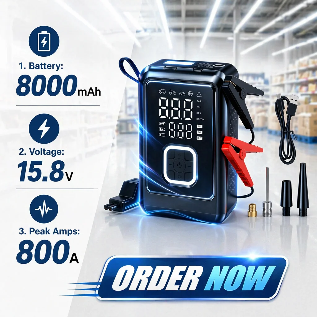 Démarrage d'urgence portable, compact et rechargeable pour voiture, moto ou autre véhicule – chargeur et booster de batterie
