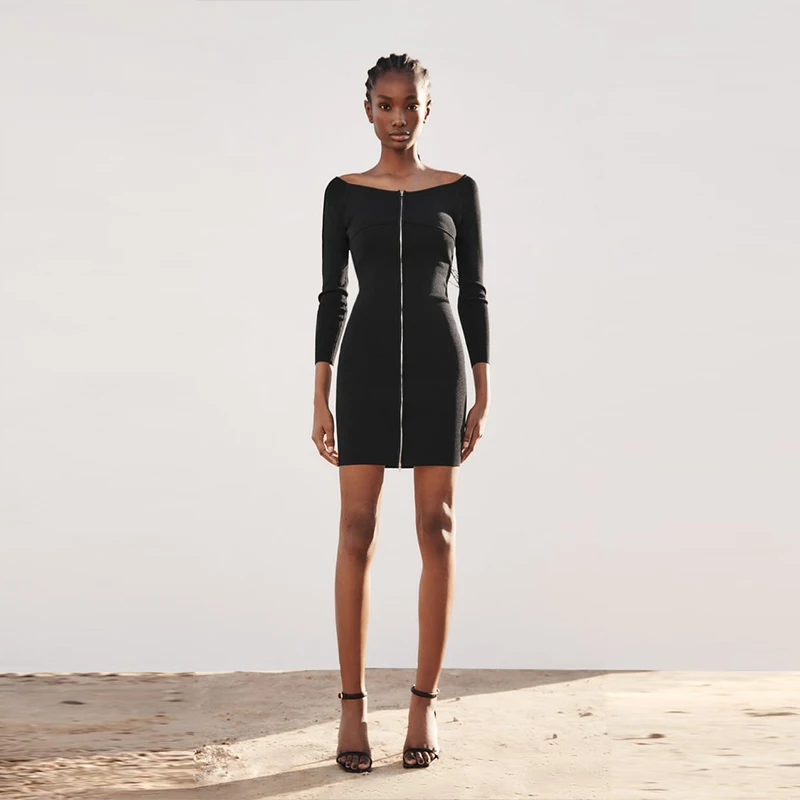 High Quality Lady Knit Front Metal Zip 