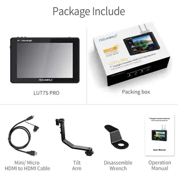 FEELWORLD LUT7SPRO 7" 2200nits 3D LUT TouchScreen SDI Camera Monitor F970 Battery Plate for Wireless Transmitter product image