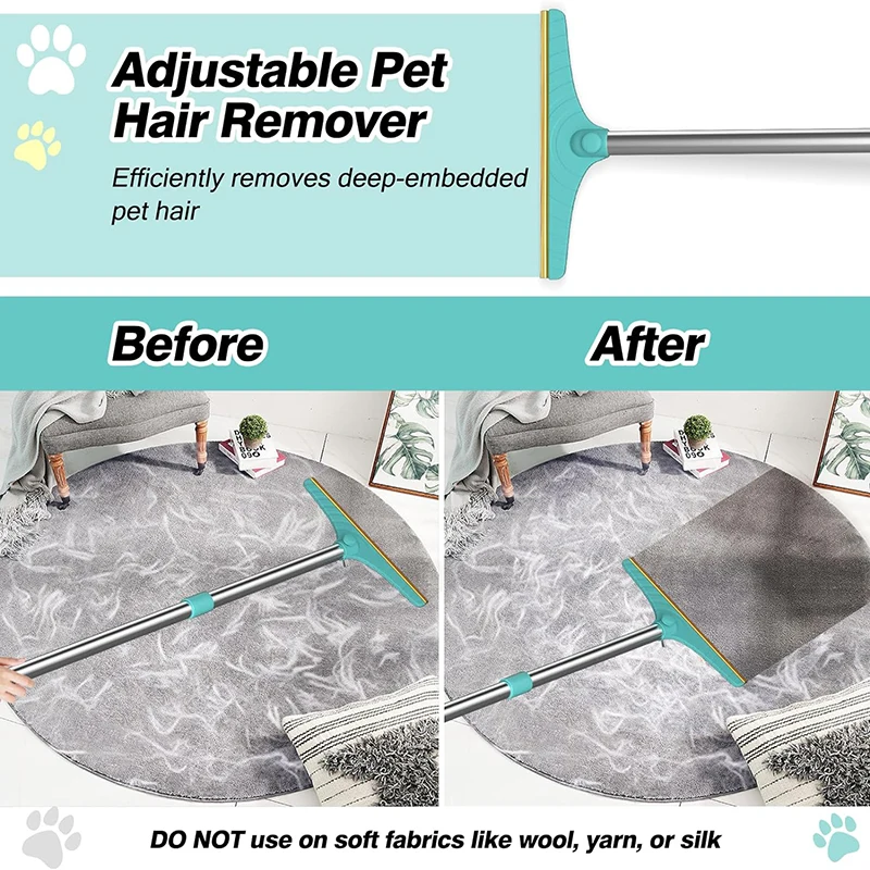 Long Handle Retractable Carpet Rake For Pet Hair Removal For Home