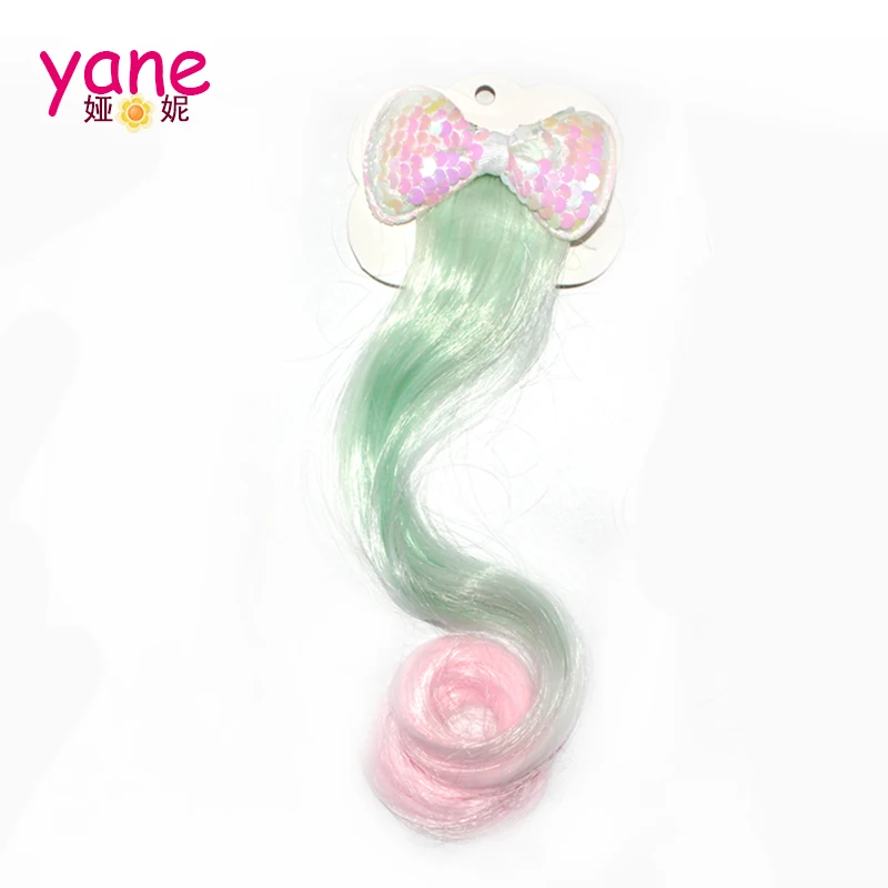 Шикарные рыбьи весы, детские Пользовательские модели, заколки для волос с бантом, с париком