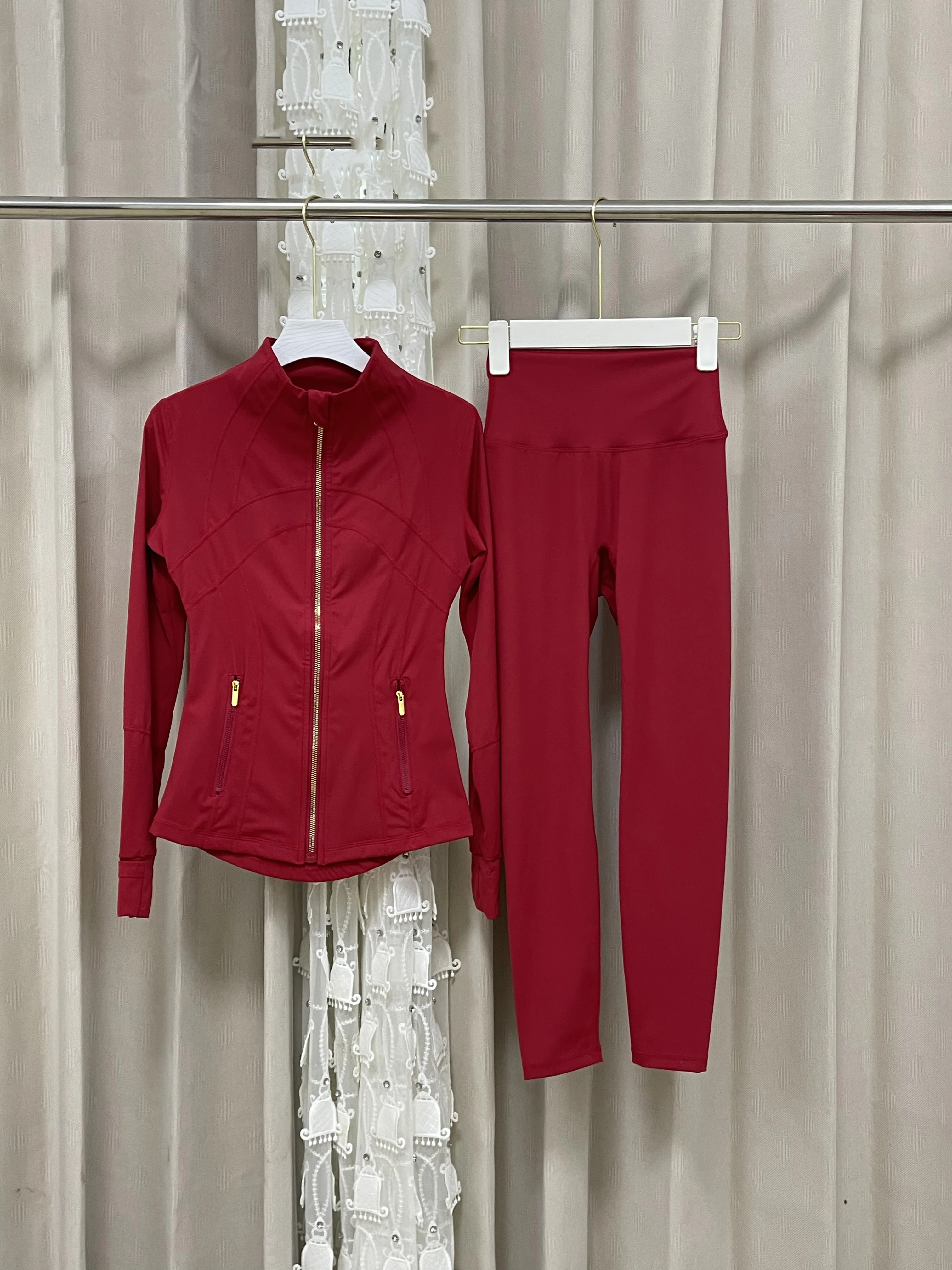 Style Solid Breathable for Yoga Set Zipper Tight 2-Piece Sports Fitness Outfit Yoga Sets preview