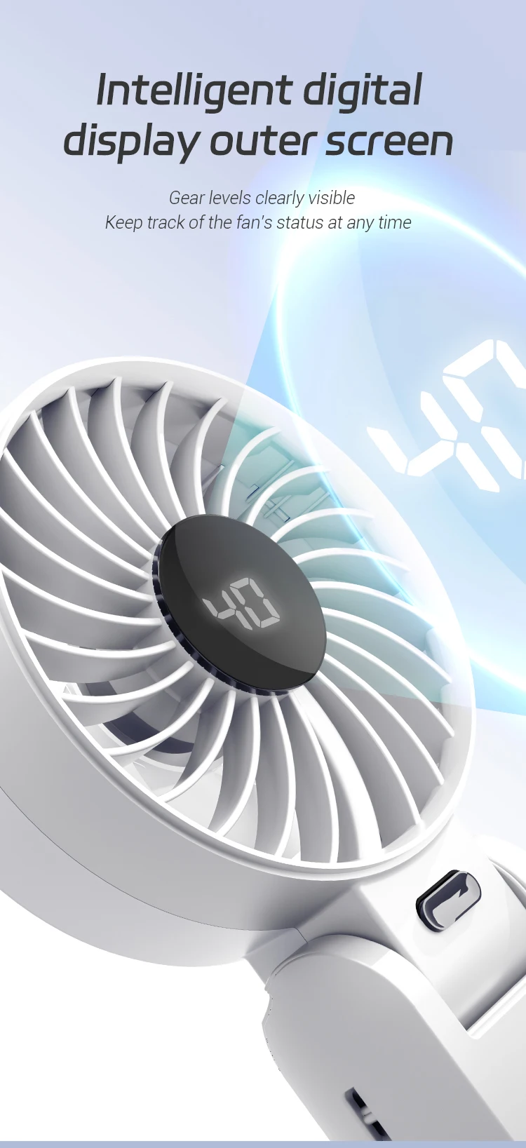product new electric hand fan portable 5 gears air cooling handheld foldable wearable fan usb rechargeable mini ventilador cooler-7