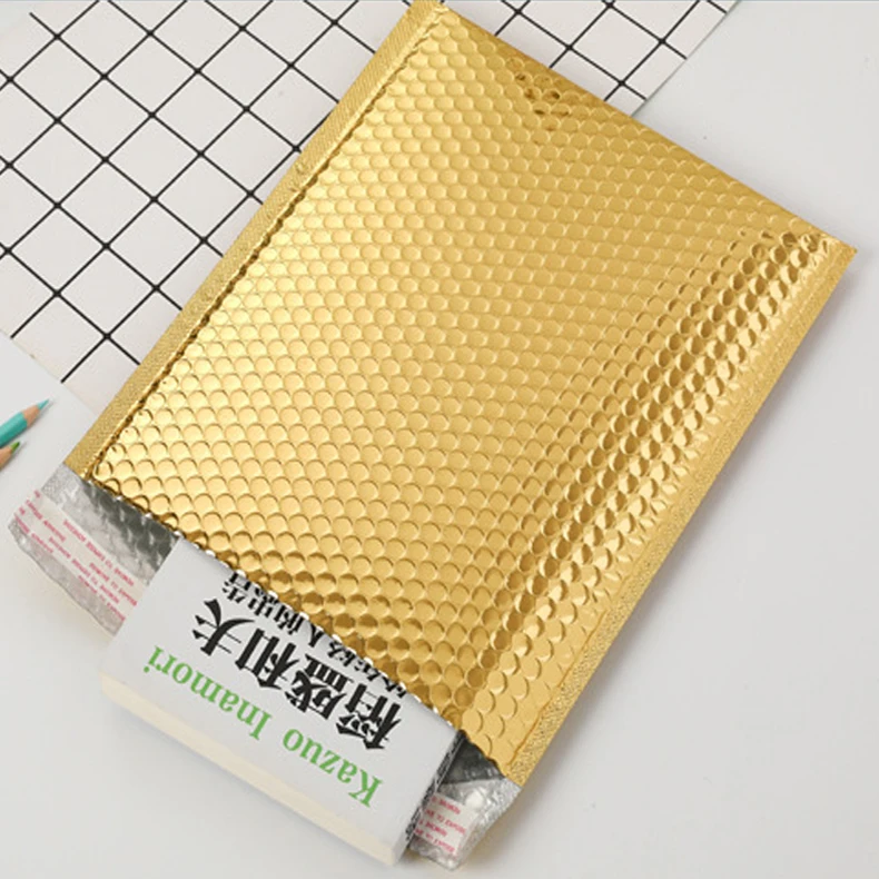 Customized Gold Metallic Shipping Packaging Bubble Mailer Mailing Bags With Logo