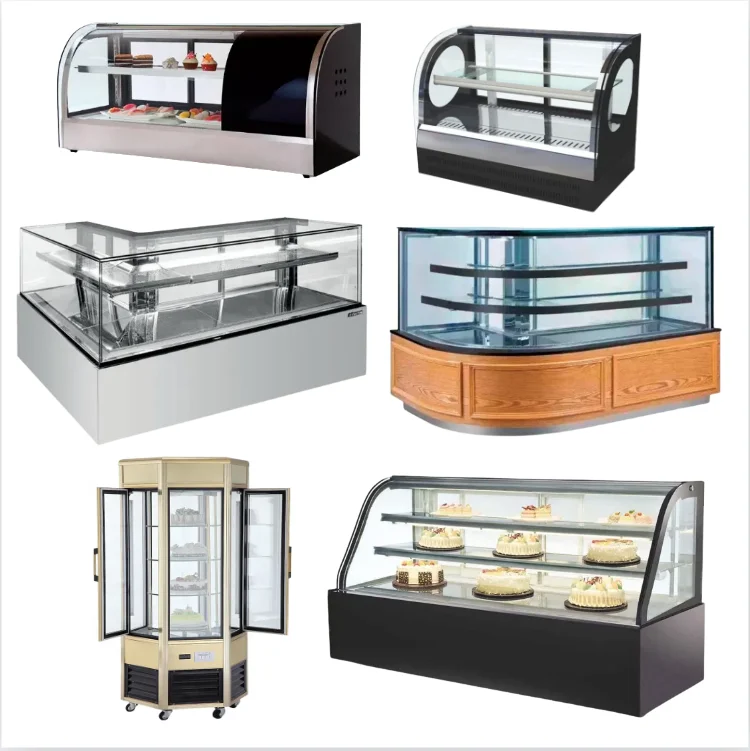 Corner Curved Vitrine square Cake Table Top Cafe Cheese Pastry Produce Lights 160l Inverter Promotional Display Dessert Chiller