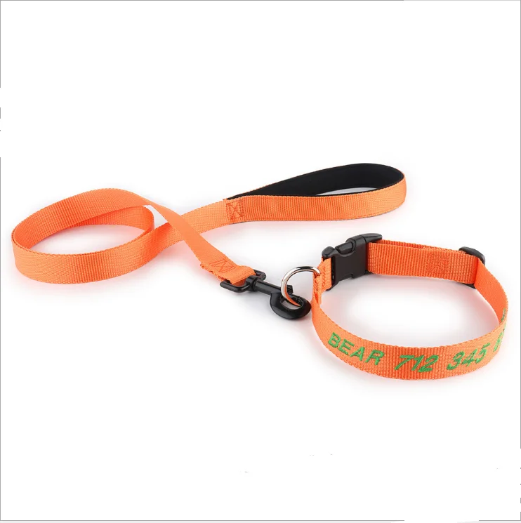 Nylon Pet Dog Collar Leash Set Adjustable Classic Solid Basic Polyester Nylon Pet Set for Small Medium Large Dogs and Cats