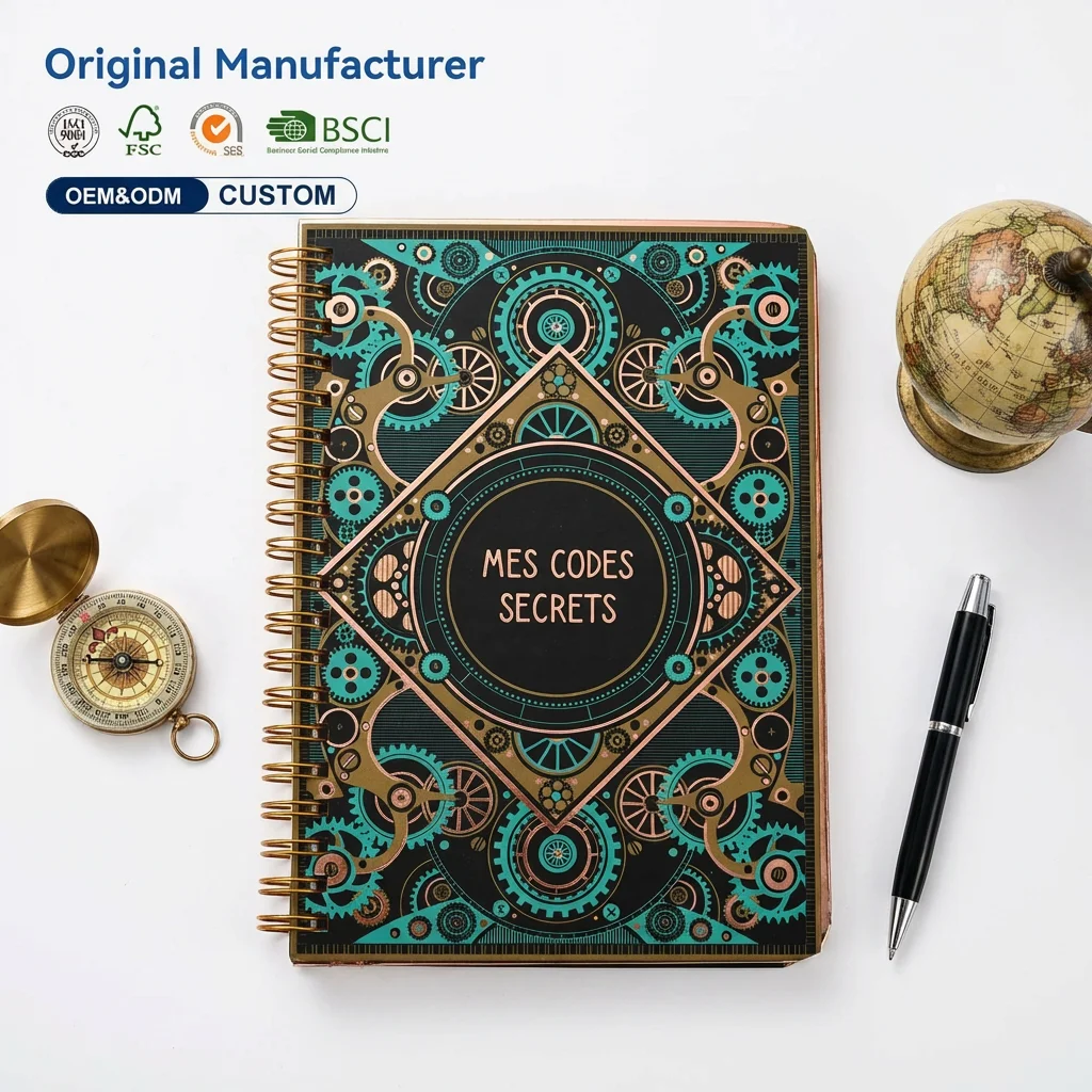 Buku Catatan Berjilid Keras Bergaya Steampunk Ukuran A5, Jurnal Alat Tulis Buku Harian untuk Catatan Rahasia, Kantor Bisnis, dengan Ilustrasi Roda Gigi di Sampul, Hadiah