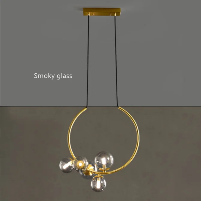 Nordic creative glass ball ring chandelier simple restaurant cafe  room decoration chandelier pendant