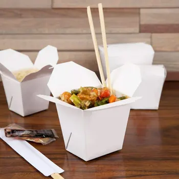 Rectangular Foldable Food Grade Cardboard Noodle Box with Matte Finish Bucket Handle for Sushi Take-Away Fried Chicken Noodles