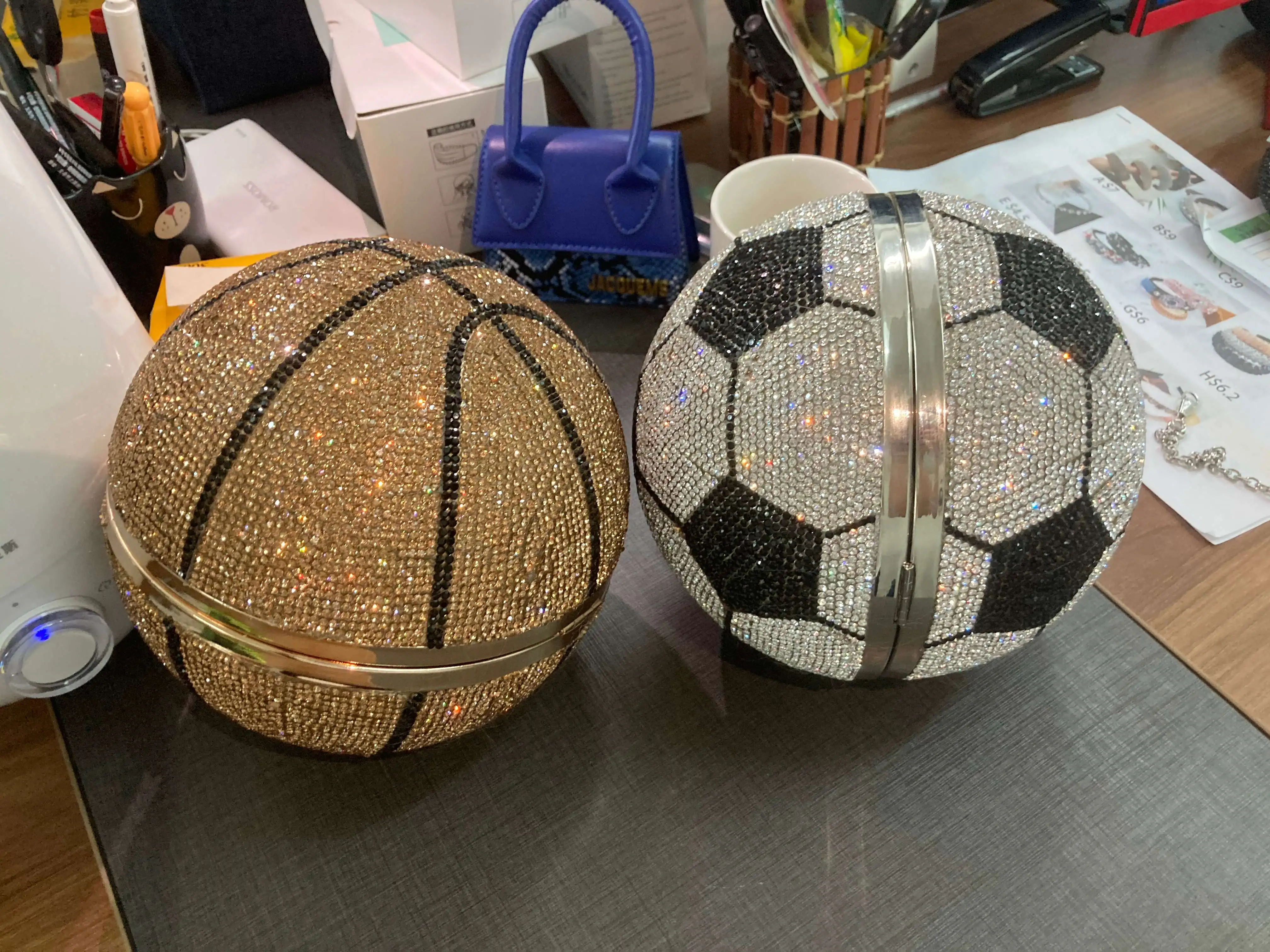 Evening Bags Diamond Basketball Purse Shiny Basketball Purse