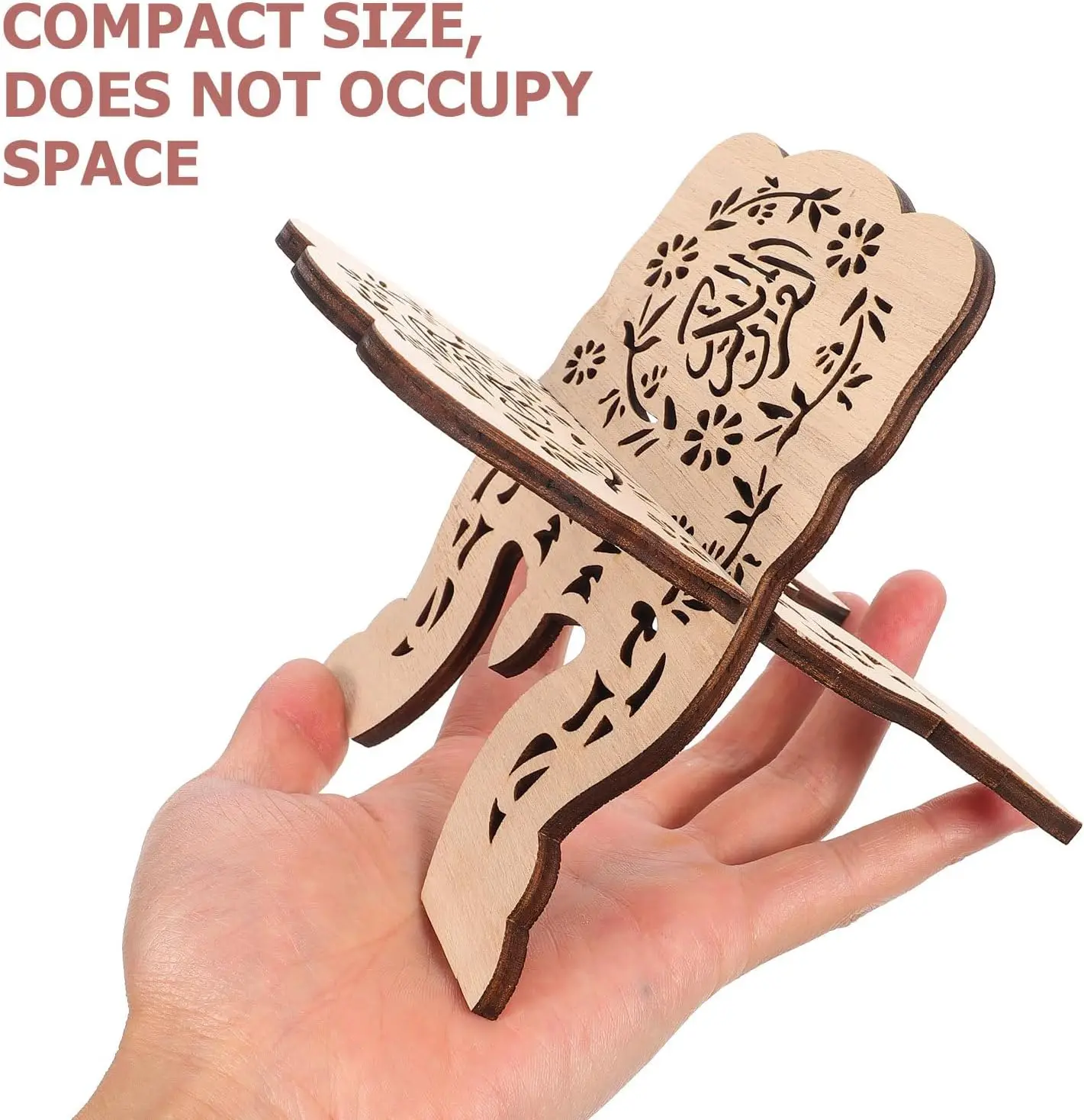 Amosfun Fermalibri in legno pieghevole curano Bibbia sacro supporto corano leggio per ufficio, scuola, musulmana Ramadan, decorazione da tavolo Eid Al Fitr