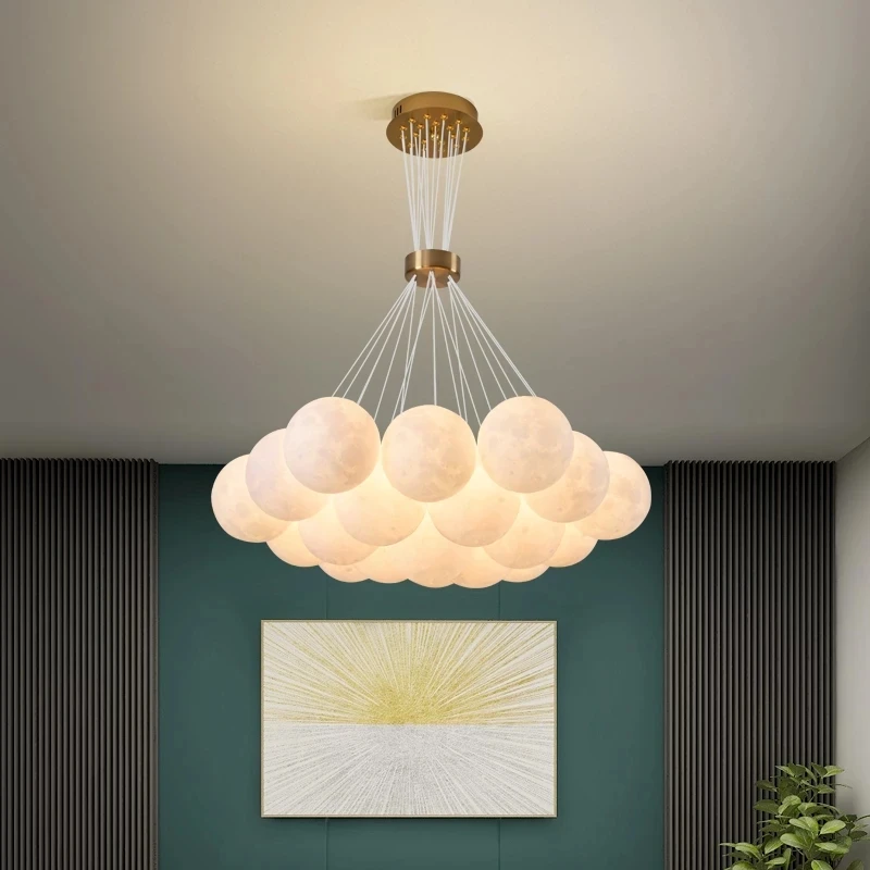 Nordic Style 3D Printing Planet LED Pendant Lights Hotel Hall Livingroom Bedroom Decoration Luminaire Suspension Light Fixtures