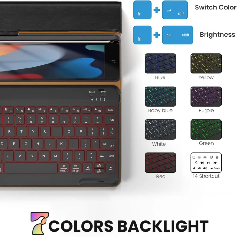 product leather keyboard case for 102 inch for ipad pro 105 inch air 3rd pencil holder 7 color backlight bt keyboard laudtec-5