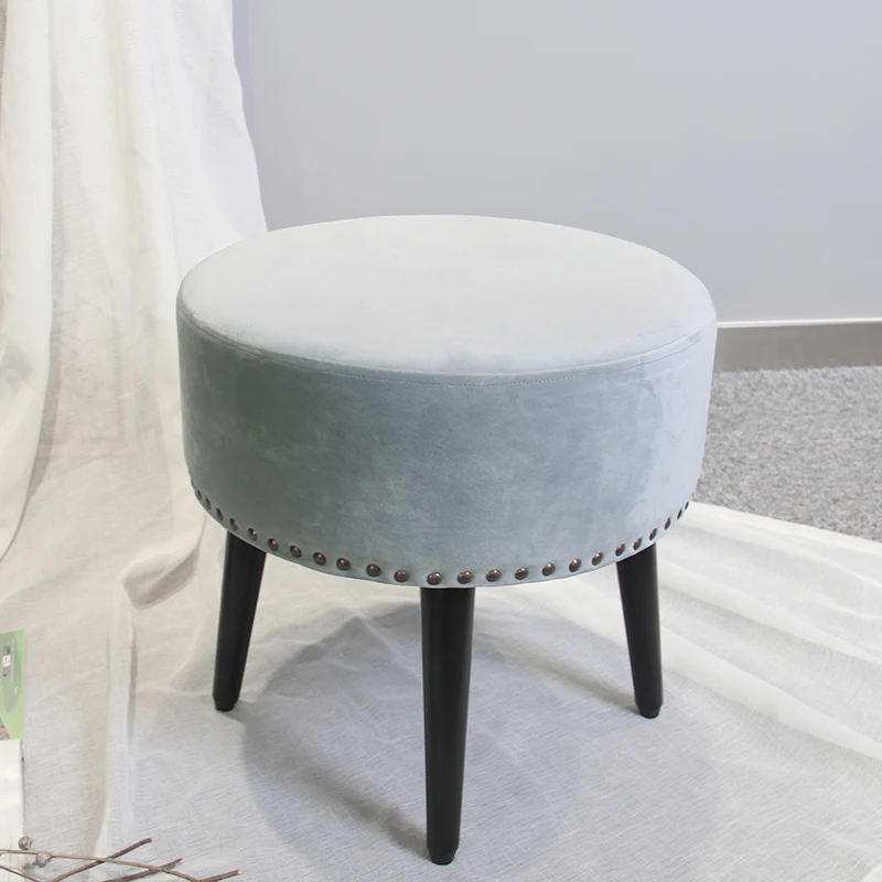 HStex Custom Furniture Bedroom Decor Round Velvet Chair Storage Ottoman Beauty Stool with Legs and Coffee Table