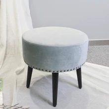 HStex Custom Furniture Bedroom Decor Round Velvet Chair Storage Ottoman Beauty Stool with Legs and Coffee Table