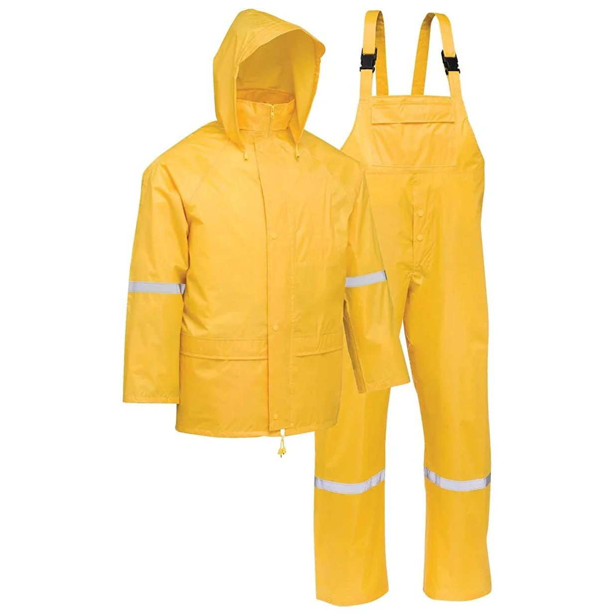 Custom Yellow PVC Polyester Waterproof Rain Jacket Bib Pants Different Thickness Factory Price for Adults