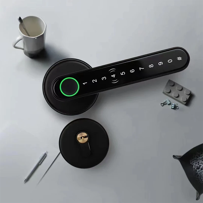 One Touch to Unlock Black Color Fingerprint Password Recognition Quickly Handle Smart Electr Digital Code Apartment Door Lock