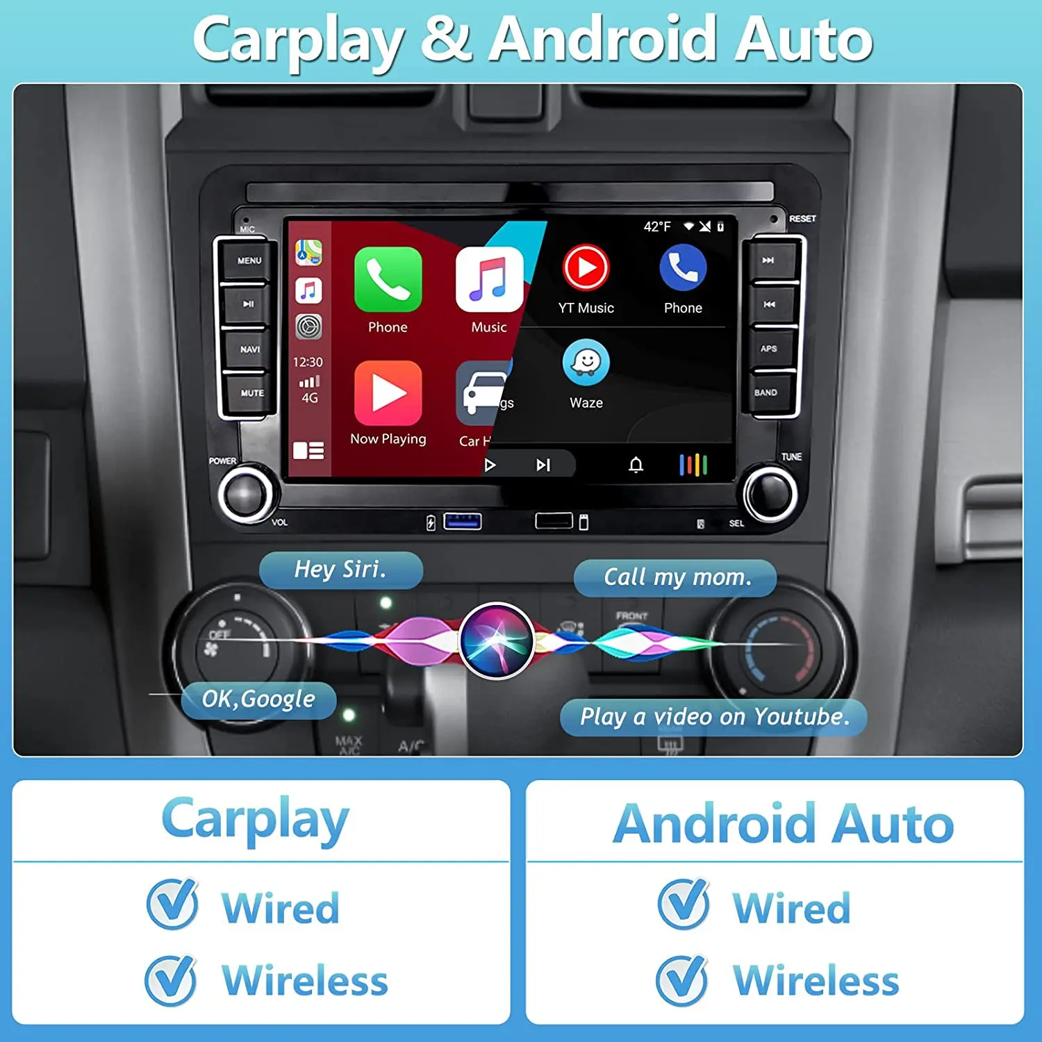 Comprar Reproductor Multimedia para coche Android 2Din Carplay GPS para  Volkswagen/Volkswagen/Golf/Polo/Tiguan/Passat/b7/b6/SEAT/Leon/Skoda/Octavia  1 + 32GB