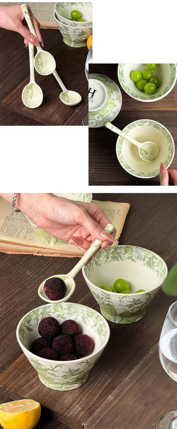 product happy lily of the valley light luxury home ins style tableware high bowl 5 inch ceramic rice noodle bowl-56