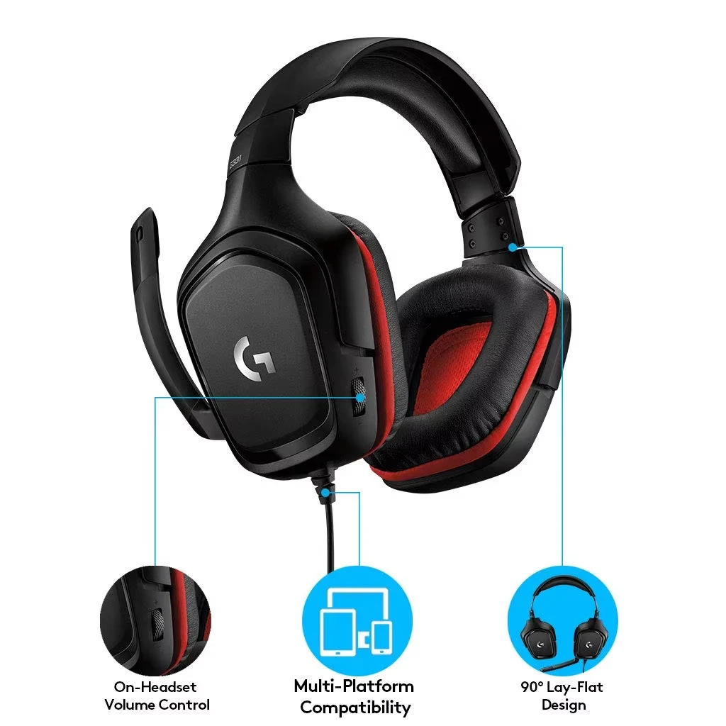 Logitech G331 Wired Over-Ear Gaming Headphones with 50 mm Drivers