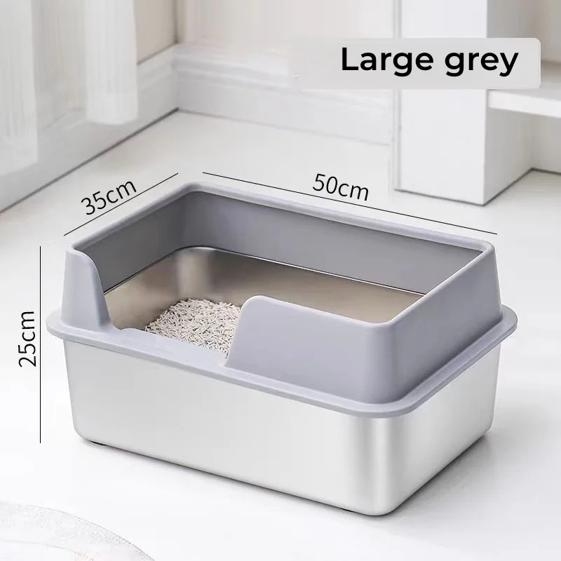 Stainless Steel Cat Litter Box With High Sides Never Absorbs Odor