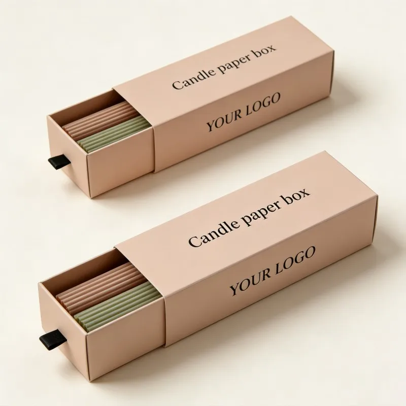 Scatola di cartone per candele a colonna più recente, scatola personalizzata con logo, vuota, alta per cene formali, scatola regalo per candele sottili