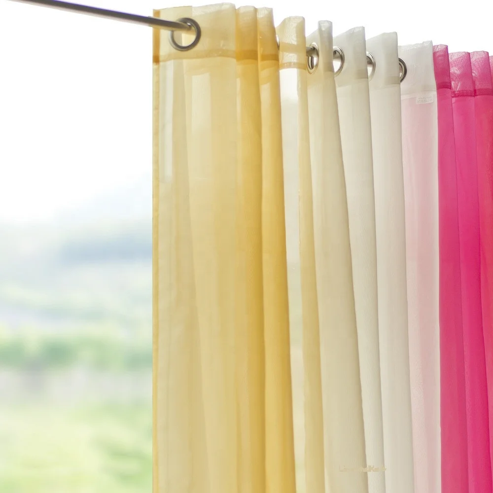 Wholesale Modern Style Ready Made Cheap White Color Living Room Organza Voile Sheer Curtains With Eyelets