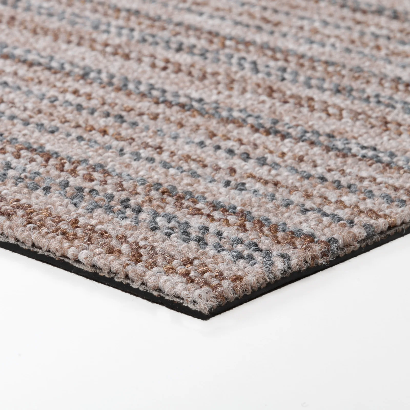 Premium Quality Rectangular Loop Pile Carpet Tiles With Stripes In Gray