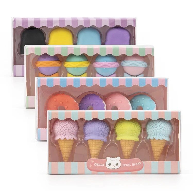 Оптовая продажа смешной 3D мороженое десерт еды карандаш ластик игрушка для детей
